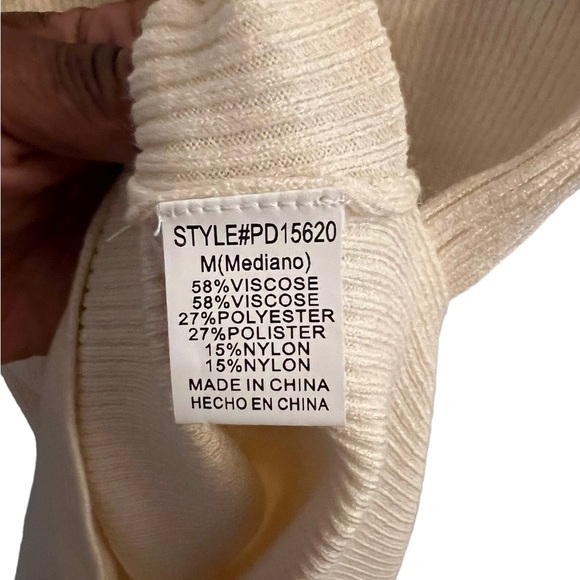 NWOT DayDreamer Ribbed Sleeveless Cream Dress with Side Split - Picture 3 of 5